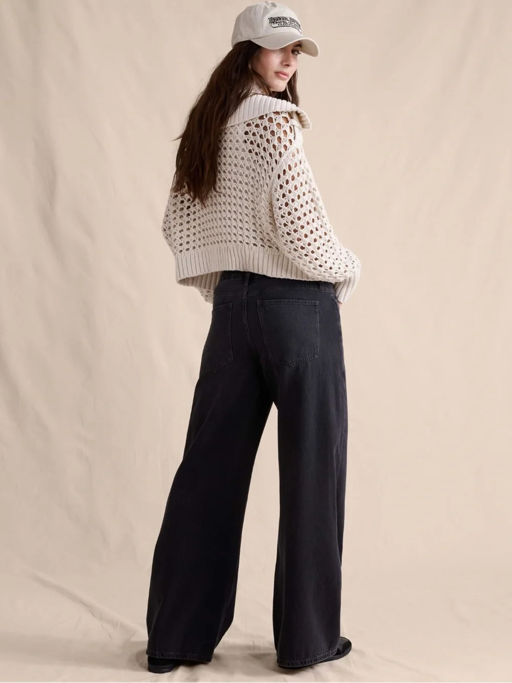 NWT - Banana Republic Black Wide-Leg Jeans with Drawstring - Size 26 - Picture 4 of 5